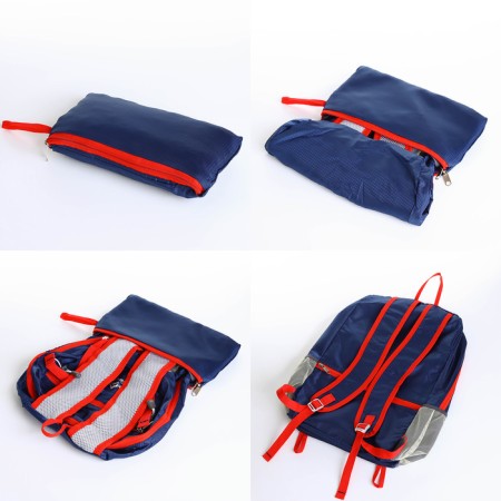 Tourist backpack 25l, folding, waterproof, with lightning, 4 pockets, blue color-5