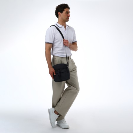 Men's bag over the shoulder, textura, textiles, black color-7
