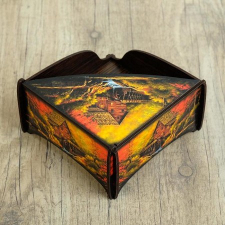 Wooden napkin "House in the autumn forest", color-2