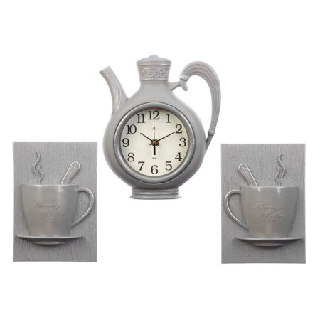Wall -wall clocks for the kitchen "tea party", silent, kettle 26.5 x 24 cm, gray, aa-4