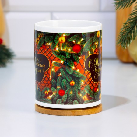 Sublimation mug "Happy New Year!" spruce branches, 320 ml-2