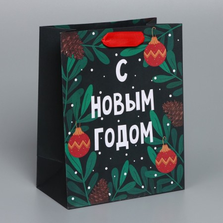 Craft vertical package "Green", MS 18 x 23 x 10 cm, New Year