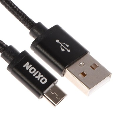 Oxion DCC258, MicroUSB - USB, charging + data transfer, 1.3 m, braid, black