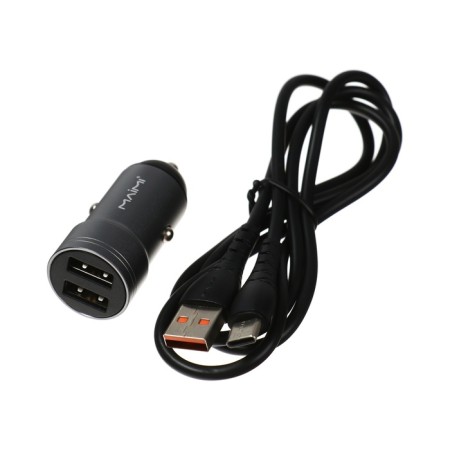 Automobile charger MAIMI T72, 2 USB, 2.4 A, Type-C cable, black
