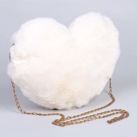 Plush bag "Heart", 25 x 20 x 3 cm, white color-1