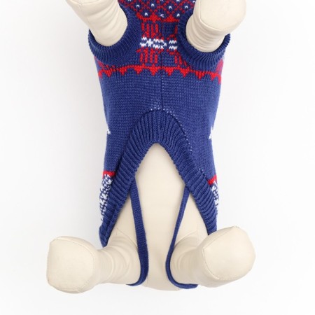 Sweater knitted with the ornament "Deer", Size L (DS 26, OG 32-42, Osh 22-32 cm), Blue-4