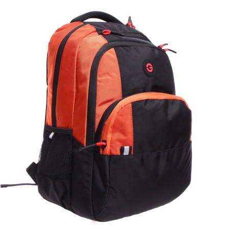Youth backpack 45 x 32 x 23 cm, ergonomic back, laptop compartment, Grizzly, black/orange RU-330-1_3-1
