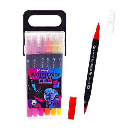 Set of markers 18 colors, bilateral, black case in a plastic penalty