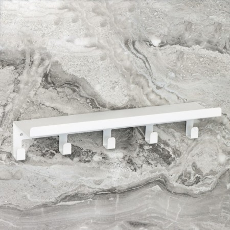 Shelf with hooks "Loft Art", 35 × 10 × 6.5 cm, white color-1