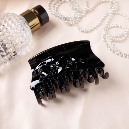 Hair crab "gloss" flower couple, 9 cm, black