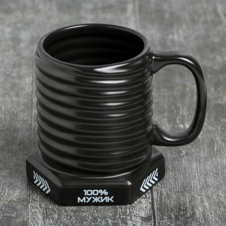 Ceramic Coramic mug “100% man”, 400 ml, black color-1