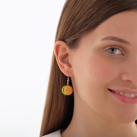 Earrings plastic "goodies" burger, yellow-green color-2