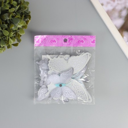 Magnet Plastic glows in the dark "gray butterflies" double wings set 12 pcs-3