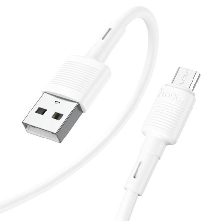 Hoco X83 cable, micro USB - USB, 2.4 A, 1 m, data transfer, PVC, white