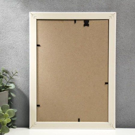 Photo frame plastic 21x30 cm (881G) white with gold (plastic screen)-2
