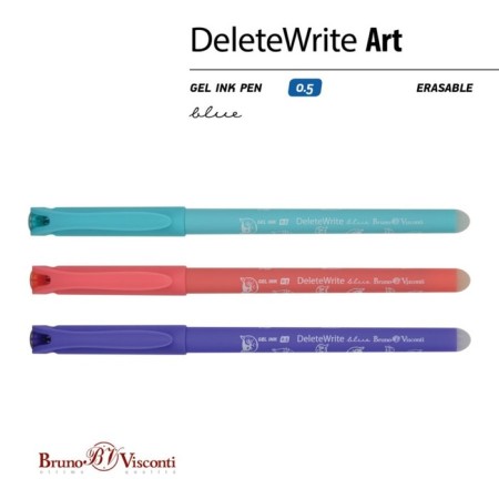 Gel pen with erased ink BrunovisConti Deletewrite Toon Town. Cats Node 0.5 mm, blue ink, matte case Soft Touch, mix-1