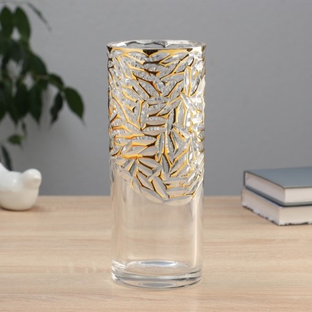 VAZA Glass “Milagros” Patterns top, 24x9 cm, transparent-1