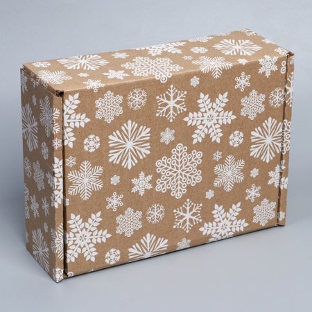 Box the national team "Snowflakes", brown, 27 x 21 x 9 cm, New Year-3