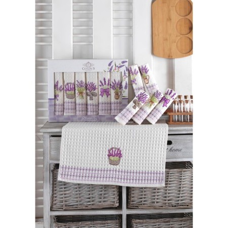 A set of waffle towels Diva Afrodita Ceylin "Lavender", size 50x70 cm, 6 pcs-4