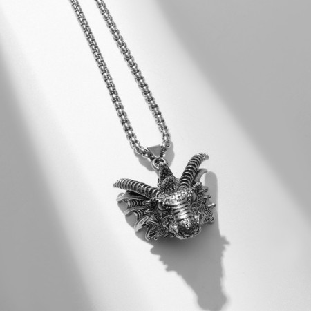 Pendant "Dragon" Muzzle, color black silver, l = 70 cm