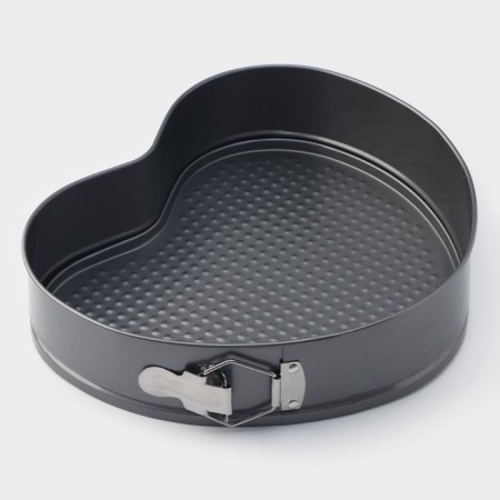 The form for baking the share "Elin. Heart ", 28.5 × 25.5 × 6.6 cm, removable bottom, anti -stick coating, black color-1