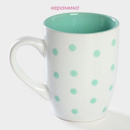 Mug ceramic share "peas", 340 ml, mint color-1