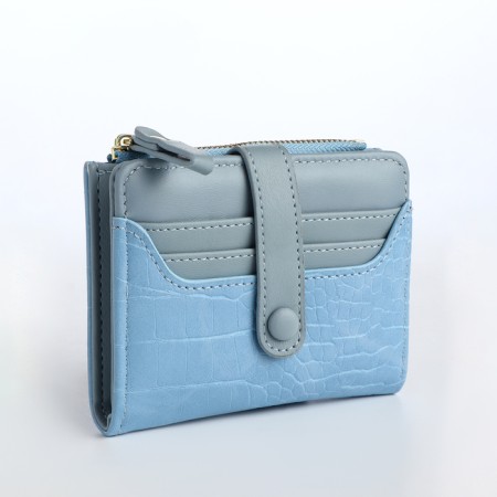Women's wallet on the button, blue color