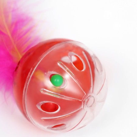 Ball for cats with a tambourine "Sun with a pen", 4 cm, transparent red-4