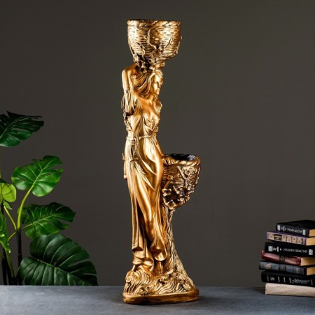 Figure "Girl with two pots", 1.2 l/0.9 l/21x30x96cm bronze-1
