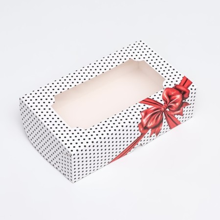 Folding box with a window for a marshmallow "peas with a bow", 25 x 15 x 7 cm-3