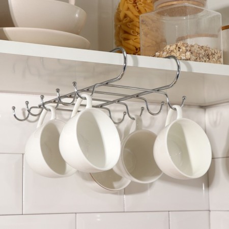 Holder for mugs for 10 objects of a share, suspended, 27.5 × 18 × 6.5 cm, chrome color-1