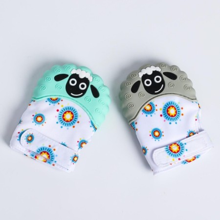 Mitten Mittle "Sheep", on Velcro, Mix color, Kroshka I-7