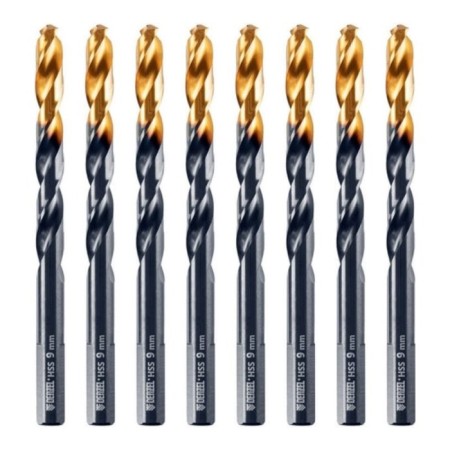 Drill Denzel 717221, 9 mm, HSS-Tin, Golden Tip, 8 pcs.