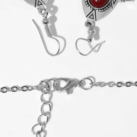 Set 2 items: earrings, necklace "India" Flora and fauna, color in black silver, 32 cm-2