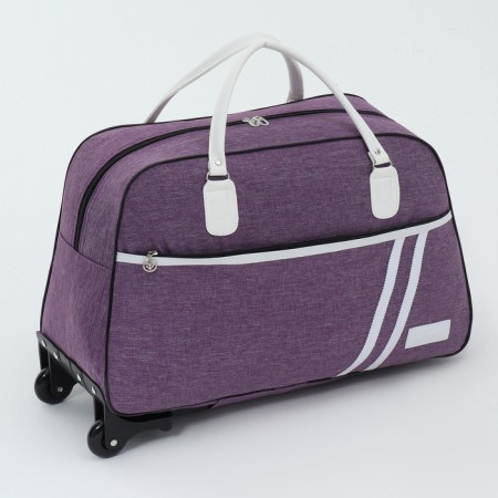 Road bag on wheels, outer pocket, purple color