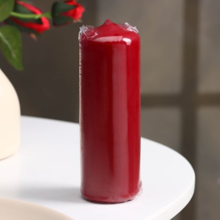 Candle - cylinder, 4 × 12 cm, 15 hours, burgundy-3