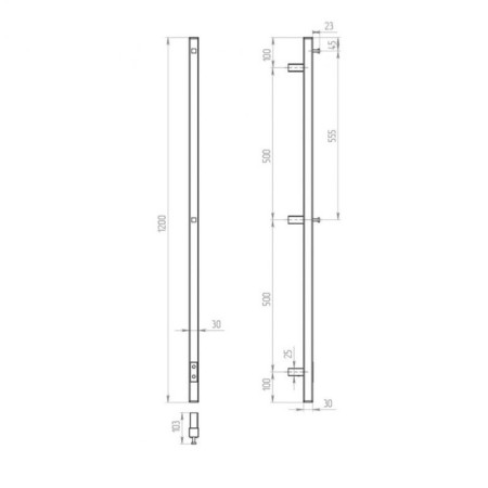 Electric towel "Dvin" X-1 Plaza Neo, 1200x30 mm, dimmer, white-3