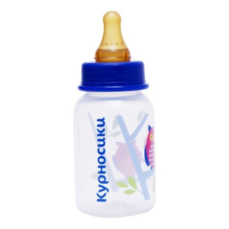 A bottle for feeding with a latex nipple, 125 ml, from 0 months., Mix color-7