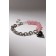 Bracelet "Heart" chain, black-pink color in silver, l = 16 cm