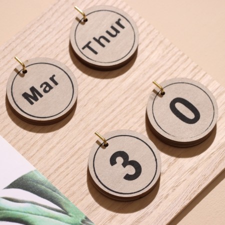 Souvenir Eternal calendar with clothespin, wood, 23.5x23.5x17 cm-2