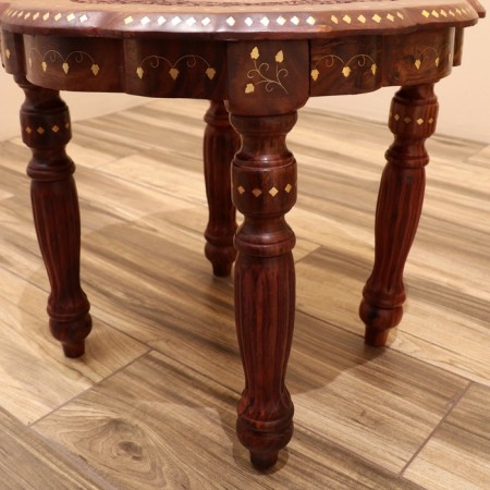Carved table "Circle" wood 48x53x53cm-3