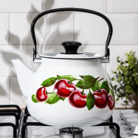 Spherical kettle "Cherry Orchard", 3.5 l, induction, white color-4
