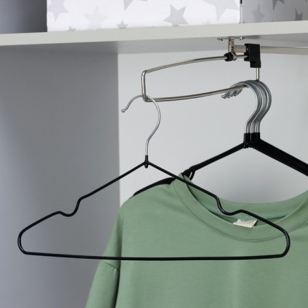 Shoulders - anti -slip hangers, metal with PVC coating, 41 × 20 × 0.3 cm, 10 pcs, black-1
