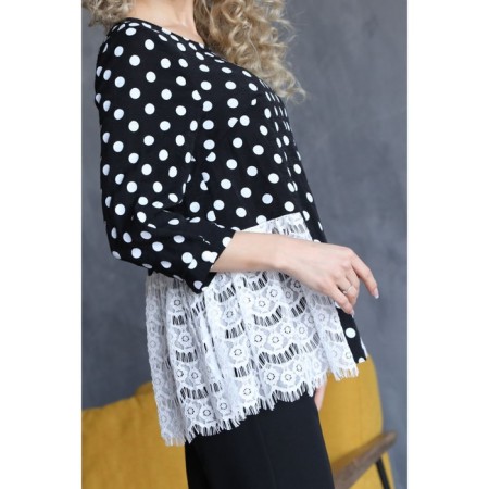 Female blouse, size 44, black color, white-8
