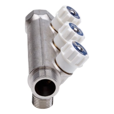 Aqualink threaded manifold, 3/4 "x3/4" x1/2 ", internal/outer, 3 exits, with valves-7