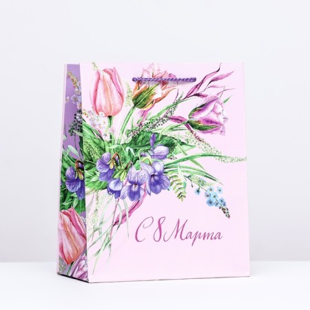 Gift package "from March 8", pink, 18 x 22.3 x 10 cm
