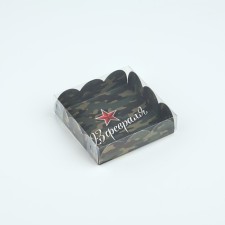 Коробка для кондитерских изделий с PVC крышкой «23 Февраля», 10,5 × 10,5 × 3 см