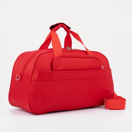 Road bag with lightning, 2 outer pockets, long belt, red color