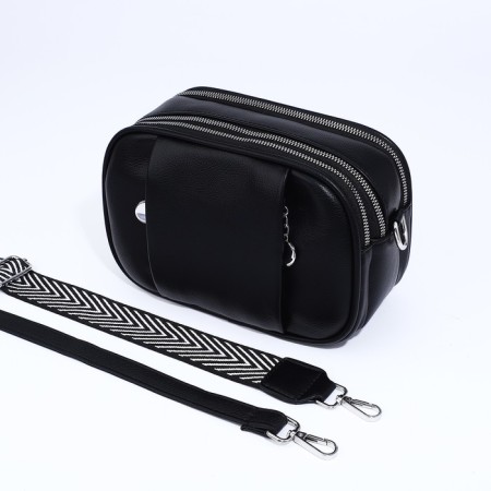 Cross-Bodi bag on zippers, external pocket, black color-5