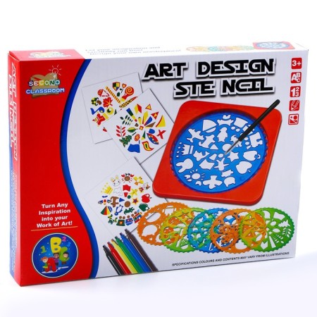 Stencils "Fantasy", set of 6 pcs., 6 pcs. Flomasters, pen, paper-1